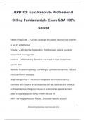 RPB102&colon; Epic Resolute Professional  Billing Fundamentals Exam Q&A 100&percnt;  Solved