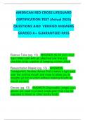  AMERICAN RED CROSS LIFEGUARD CERTIFICATION TEST &lpar;Actual 2025&rpar; QUESTIONS AND  VERIFIED ANSWERS GRADED A&plus; GUARANTEED PASS