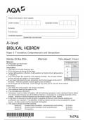 AQA A-level BIBLICAL HEBREW Paper 1 JUNE 2024 QUESTION PAPER AND MARK SCHEME
