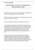 Cell Biology Lab Exam 1 Questions And Answers 2025