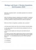Biology Lab Exam 1 Review Questions And Answers 2025