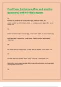 Final Exam &lpar;includes outline and practice questions&rpar; with verified answers