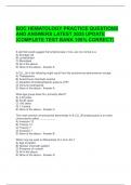 BOC HEMATOLOGY PRACTICE QUESTIONS AND ANSWERS LATEST 2025 UPDATE &lpar;COMPLETE TEST BANK 100&percnt; CORRECT&rpar;