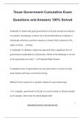 Texas Government Cumulative Exam Questions and Answers 100&percnt; Solved
