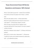 Texas Government Exam &num;4 Review Questions and Answers 100&percnt; Solved