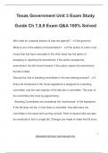 Texas Government Unit 3 Exam Study  Guide Ch 7&comma;8&comma;9 Exam Q&A 100&percnt; Solved