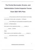 The Florida Stormwater&comma; Erosion&comma; and  Sedimentation Control Inspector Course Exam Q&A 100&percnt; Pass