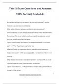 Title IX Exam Questions and Answers  100&percnt; Solved &vert; Graded A&plus;