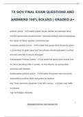 TX GOV FINAL EXAM QUESTIONS AND  ANSWERS 100&percnt; SOLVED &vert; GRADED A&plus;