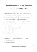UNE Biochem Unit 1 Exam Questions and Answers 100&percnt; Solved