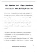 UNE Biochem Week 1 Exam Questions  and Answers 100&percnt; Solved &vert; Graded A&plus;