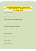 TACHS Review Vocabulary Questions and Answers &vert;With 100&percnt; Verified Solutions &vert; Updated & Verified &vert; 2025