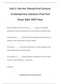 Unit 3&colon; Into the Twenty-First Century&colon;  Contemporary Literature Post Test  Exam Q&A 100&percnt; Pass