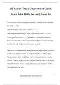 UT Austin Texas Government Credit  Exam Q&A 100&percnt; Solved &vert; Rated A&plus;