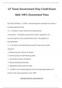 UT Texas Government Only Credit-Exam Q&A 100&percnt; Guaranteed Pass