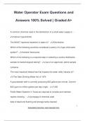 Water Operator Exam Questions and  Answers 100&percnt; Solved &vert; Graded A&plus;