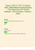 Exam 3&colon; NU171 &sol; NU 171 &lpar;Latest 2025 &sol; 2026&rpar; Maternal Child Nursing &vert; Test Questions with Verified Answers &vert; 100 &percnt; Correct &vert; Grade A - Galen