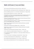 Math 110 Exam 2 True and False Questions and Answers