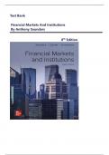 TEST BANK For Financial Markets And Institutions 8th Edition By Anthony Saunders &vert; All  Chapters  1 - 25 Covered &vert; Complete Guide A&plus;