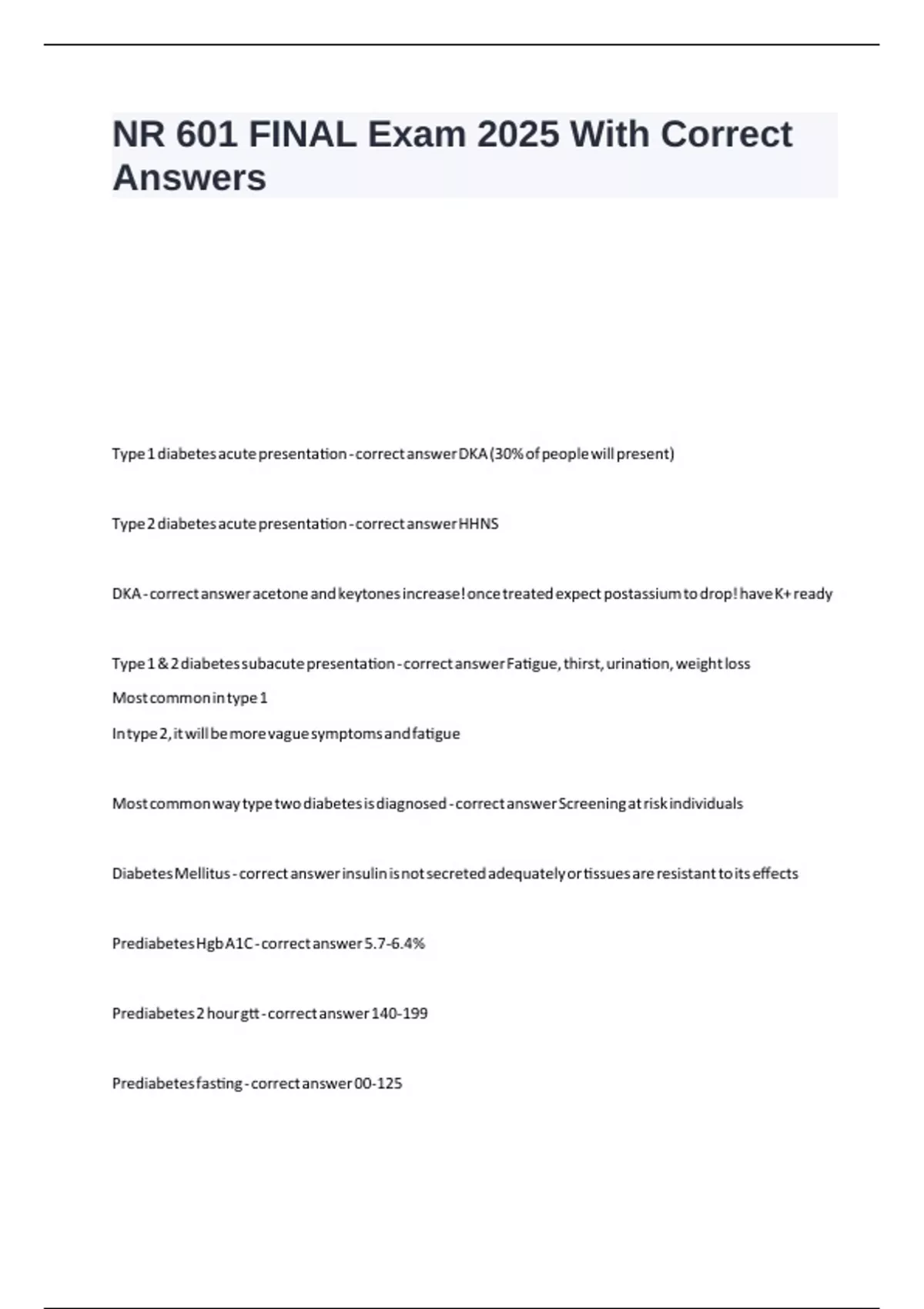 NR 601 FINAL Exam 2025 With Correct Answers - NR 601 - Stuvia US