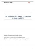 UM Marketing 201 EXAM 1 Questions & Answers 2025
