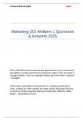 Marketing 201 Midterm 1 Questions & Answers 2025
