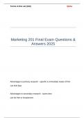 Marketing 201 Final Exam Questions & Answers 2025