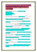 MEDICATION AIDE QUIZ Questions and Answers Latest Updates 2025 GRADED A&plus;