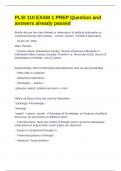 PLSI 110 EXAM 1 PREP Question and answers already passed