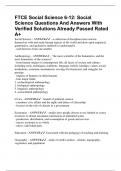 FTCE Social Science 6-12&colon; Social Science Questions And Answers With Verified Solutions Already Passed Rated A&plus;