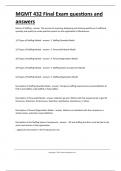 MGMT 432 Final Exam questions and answers