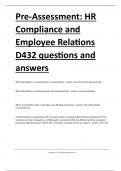 Pre-Assessment HR Compliance and Employee Relations D432 questions and answers&period;d