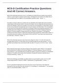 HCS-D Certification Practice Questions And All Correct Answers&period;