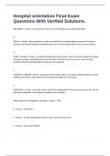 Hospital orientation Final Exam Questions With Verified Solutions&period;