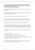 General Healthcare Orientation Quizes And Correct Answers&period;