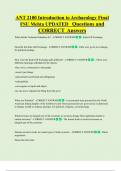 ANT 2100 Introduction to Archaeology Final  FSU Mehta UPDATED Questions and  CORRECT Answers
