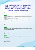 Exam 2&colon; BIOS251&sol; BIOS 251 &lpar;Latest 2025&sol; 2026 Update&rpar; Anatomy and Physiology I Review&vert; Qs & As&vert; Grade A&vert; 100&percnt; Correct &lpar;Verified Answers&rpar;- Chamberlain