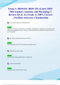 Exam 1&colon; BIOS251&sol; BIOS 251 &lpar;Latest 2025&sol; 2026 Update&rpar; Anatomy and Physiology I Review&vert; Qs & As&vert; Grade A&vert; 100&percnt; Correct &lpar;Verified Answers&rpar;- Chamberlain