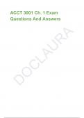 ACCT 3001 Ch&period; 1 Exam Questions And Answers