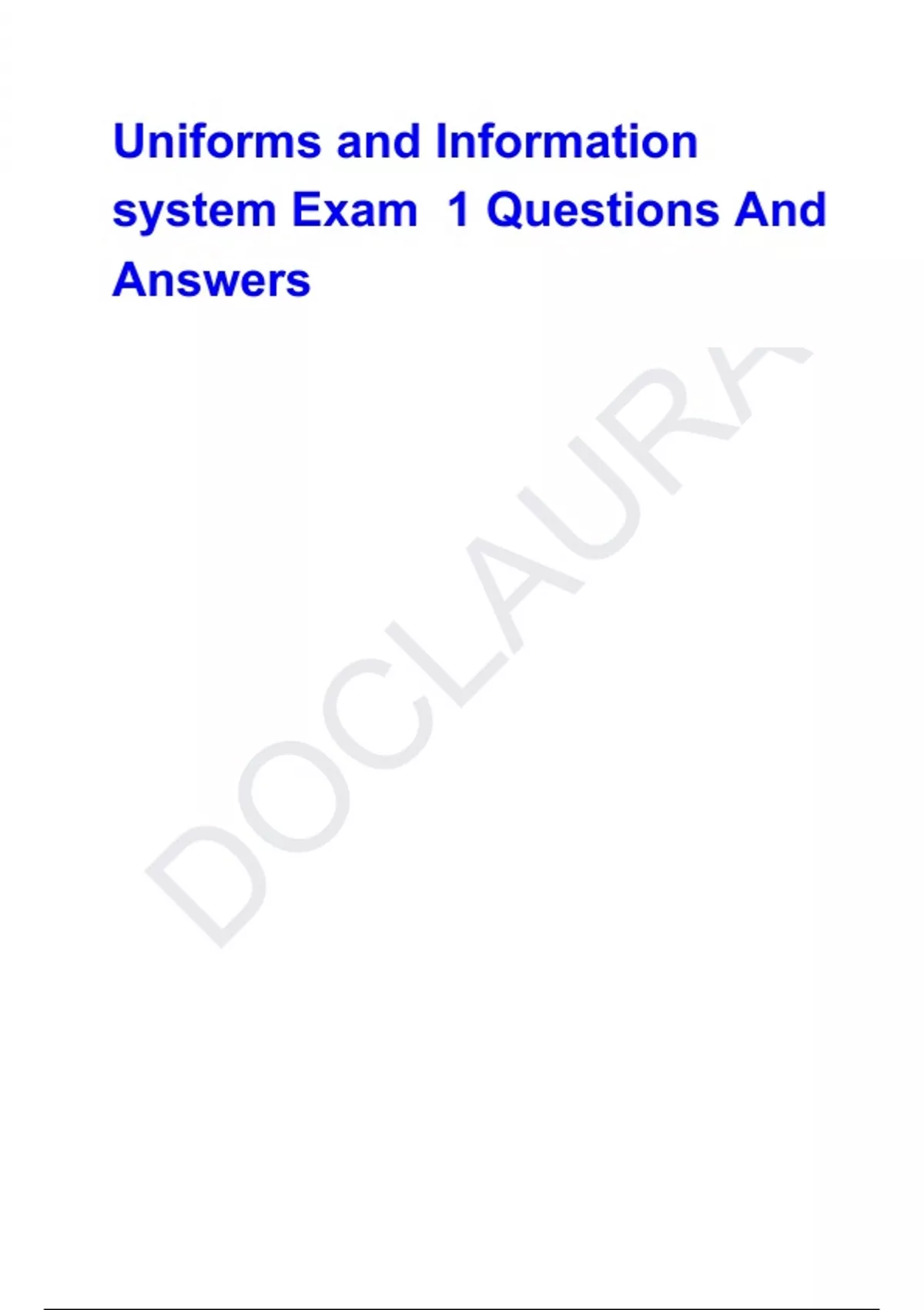 Uniforms and Information system Exam 1 Questions And Answers ...