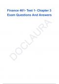 Finance 461- Test 1- Chapter 3 Exam Questions And Answers