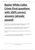 Baylor White Collar Crime Final questions with 100- correct answers &lpar;already passed&rpar;&period;