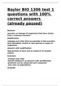 Baylor BIO 1306 test 1 questions with 100- correct answers &lpar;already passed&rpar;&period;