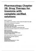 Pharmacology Chapter 28 Drug Therapy for Insomnia with complete verified solutions