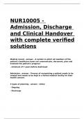 NUR10005 - Admission&comma; Discharge and Clinical Handover with complete verified solutions&period;