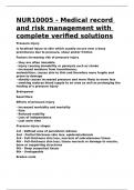 NUR10005 - Medical record and risk management with complete verified solutions