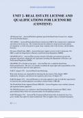 UNIT 2- REAL ESTATE LICENSE AND QUALIFICATIONS FOR LICENSURE &lpar;CONTENT&rpar;