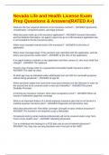 Nevada Life and Health License Exam Prep Questions & Answers&lpar;RATED A&plus;&rpar;