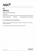 AQA AS FRENCH PAPER 1 LISTENING TRANSCRIPT 2024 &lpar;7651&sol;1&sol;T&rpar;