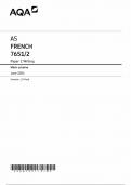 AQA AS FRENCH PAPER 2 MARK SCHEME 2024 &lpar;7651&sol;2&rpar;